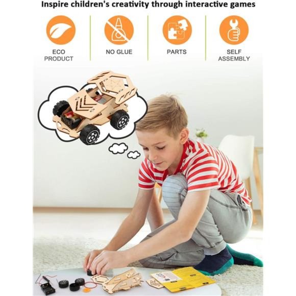 5 in 1 STEM Kit, Wooden Model Car Kits for Kids Ages 8-12, 3D Puzzles - Picture 4 of 6